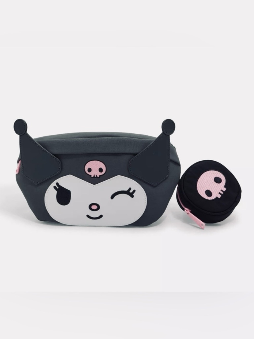 Sanrio Kuromi Charcoal Gray and Pink Crossbody Belt Bag